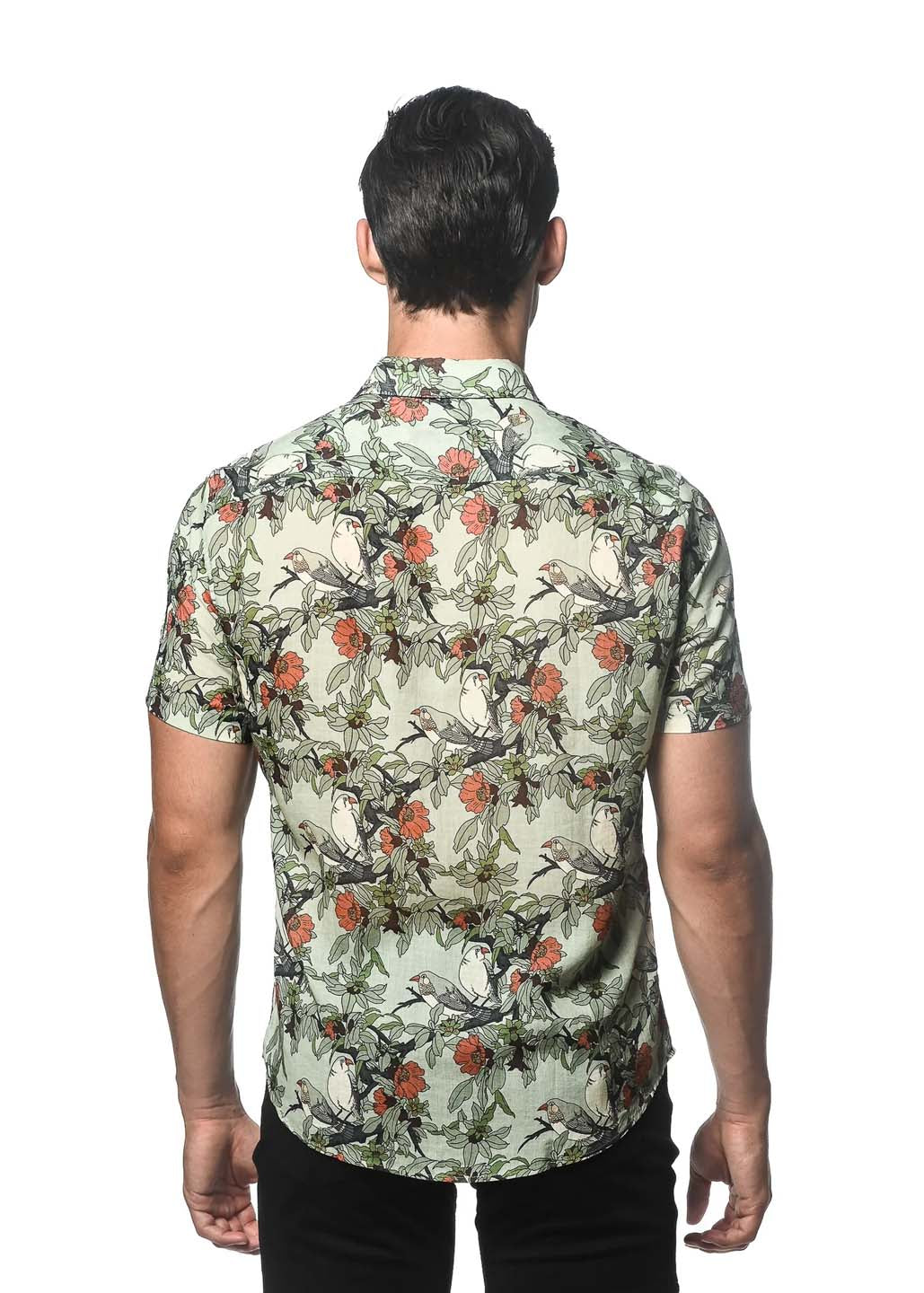 Postmarc Printed Linen Tencel Short Sleeve Woven Shirt