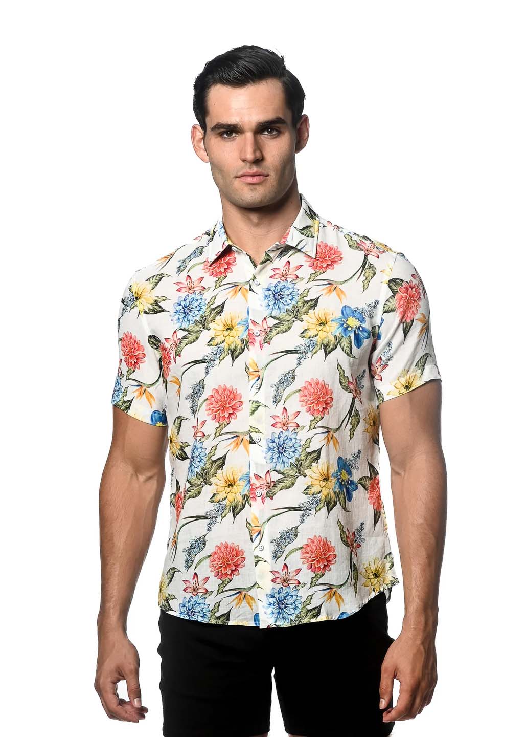 Postmarc Printed Linen Tencel Short Sleeve Woven Shirt