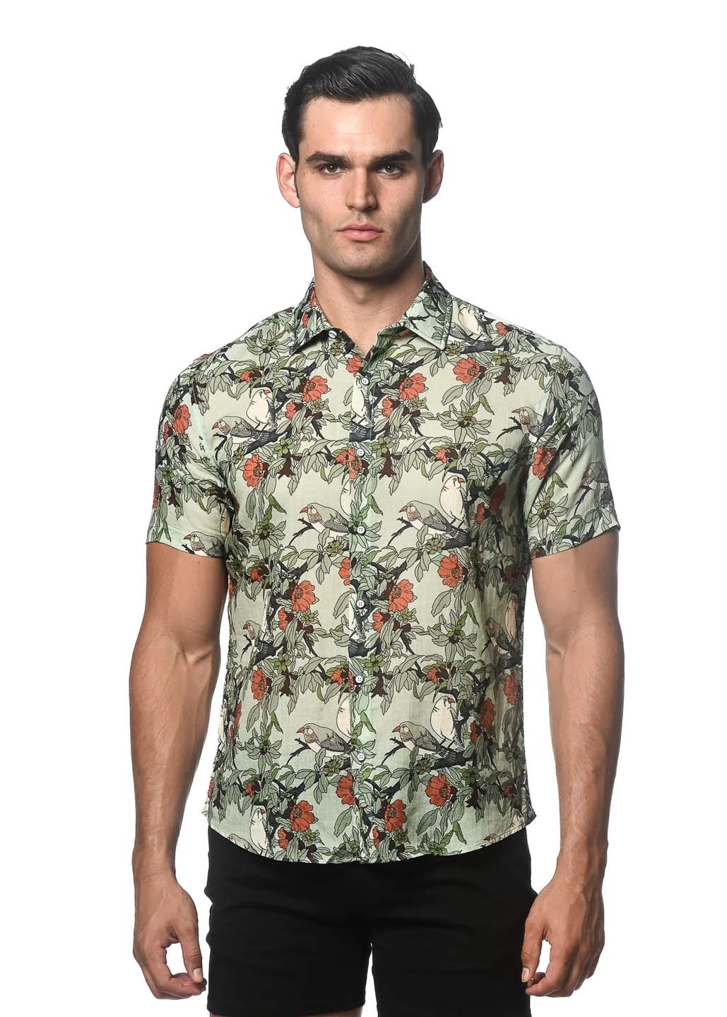 Postmarc Printed Linen Tencel Short Sleeve Woven Shirt