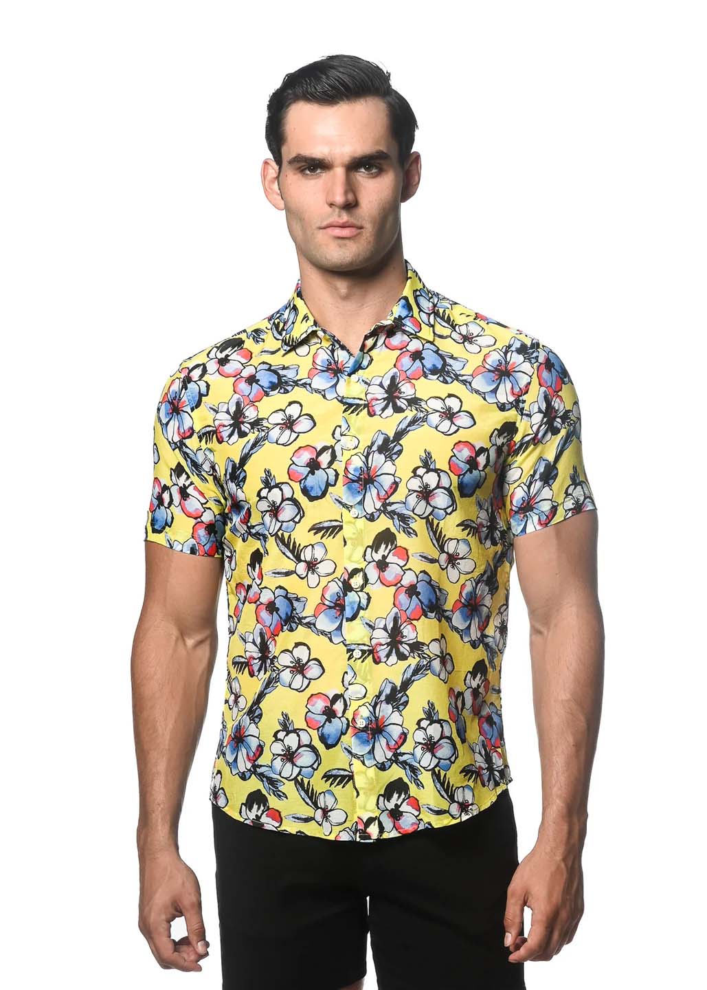 Postmarc Printed Cotton Silk Short Sleeve Woven Shirt