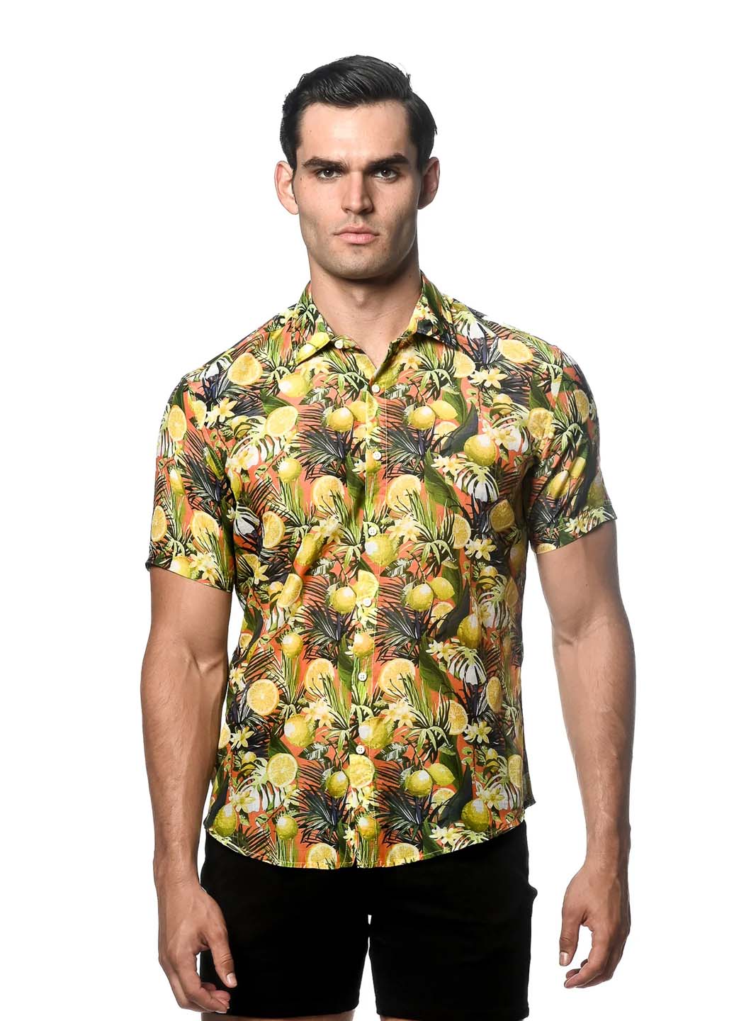 Postmarc Printed Cotton Silk Short Sleeve Woven Shirt