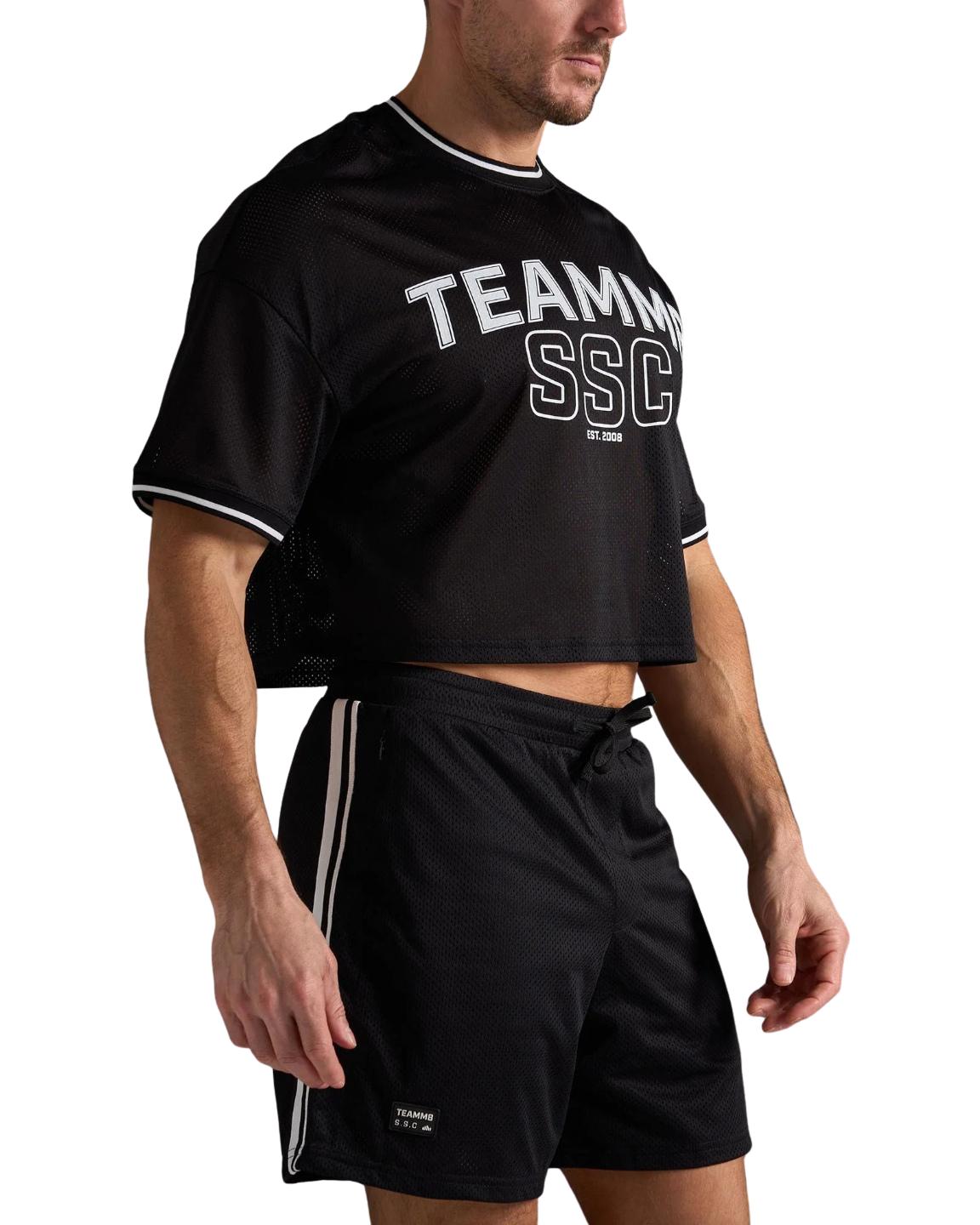 Teamm8 Fraternity Mesh Crop Muscle Tee - Midnight Black