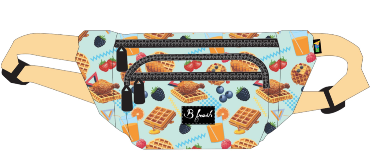 B Fresh Gear Fanny Pack - Chicken & Waffles Print